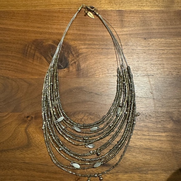 Coldwater Creek Necklace Beachy Multi Strand/Tiered Blue Silver & Gold t. Beaded - Picture 3 of 3